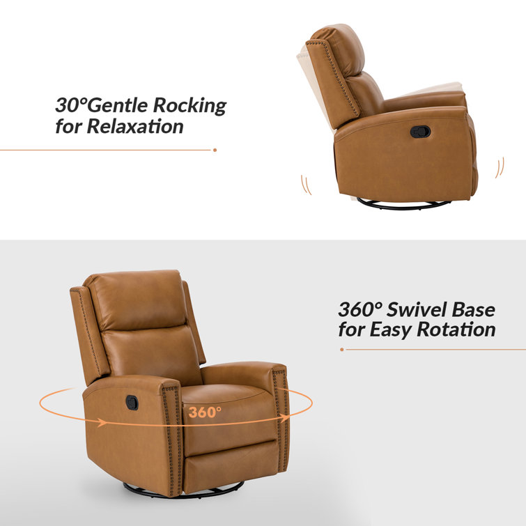 Small leather store swivel rocker recliner